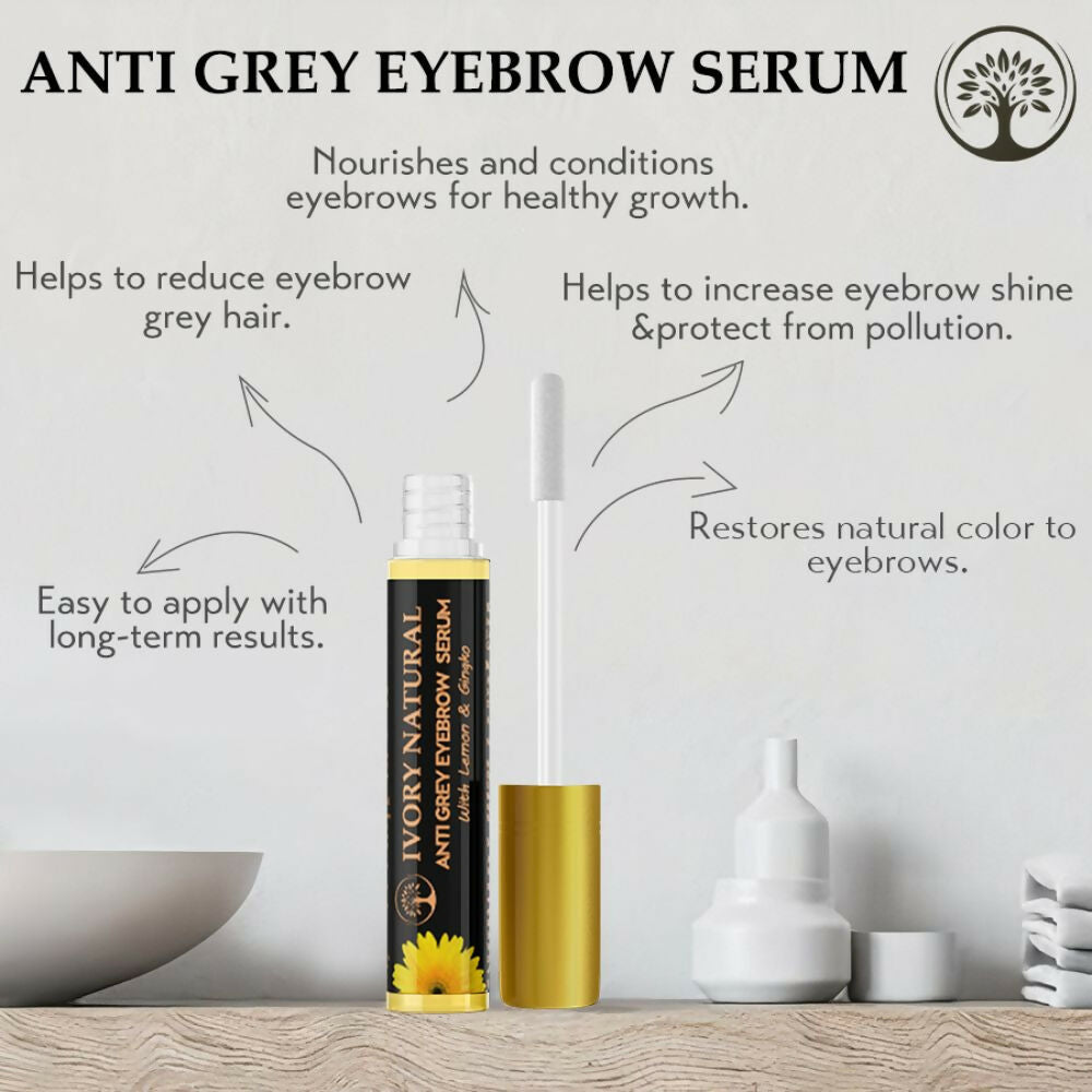 Ivory Natural Grey Eyebrow Serum - Rejuvenates, Nourishes, And Restores Natural Color Of Eyebrows - Distacart