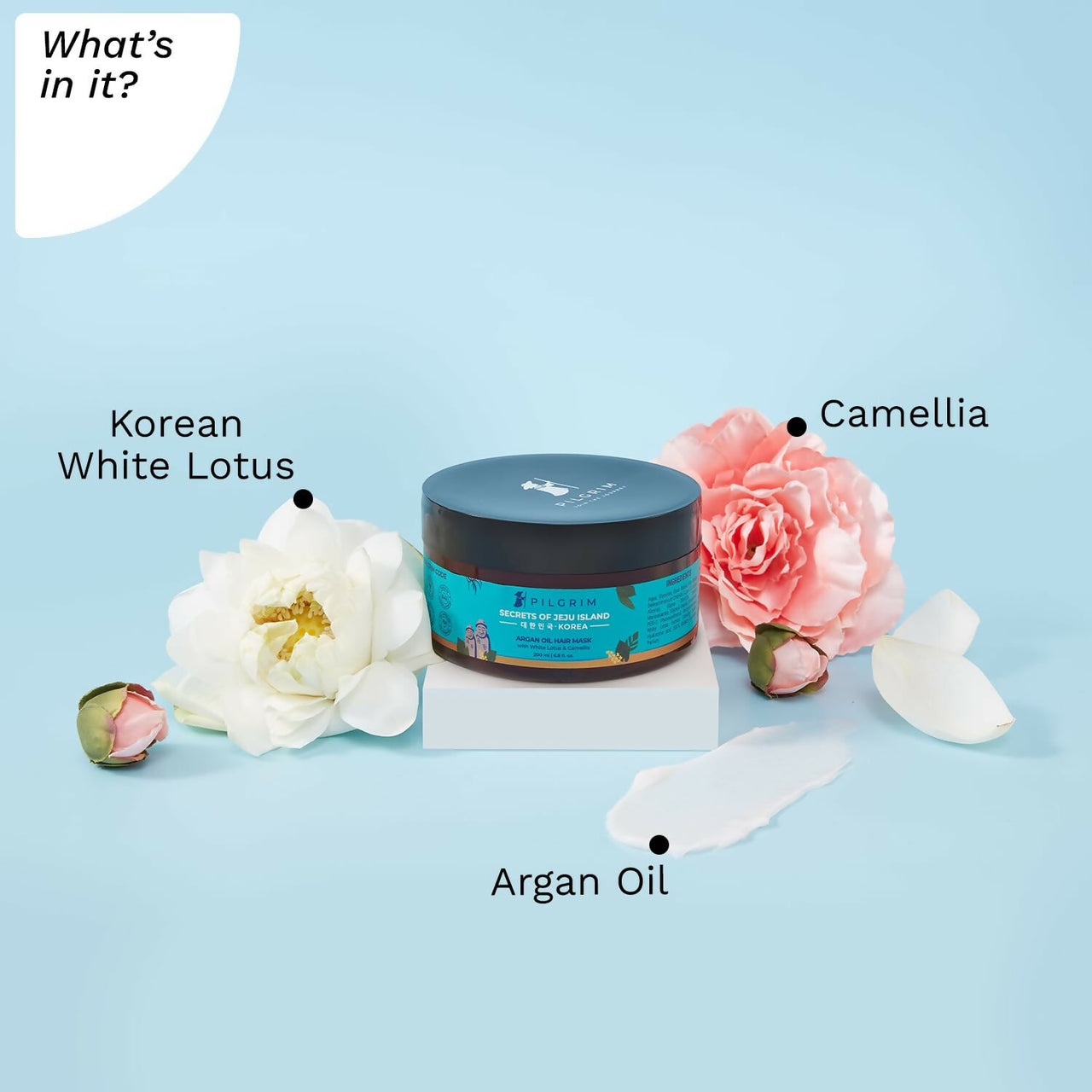 Pilgrim Korean Argan Oil Hair Mask For Dry & Frizzy Hair With White Lotus And Camellia - Distacart