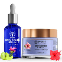 Thumbnail for Ivory Natural Grey Combo For Beard - Serum & Cream For Rejuvenates Natural Beard Shade And Supports Natural Black Color