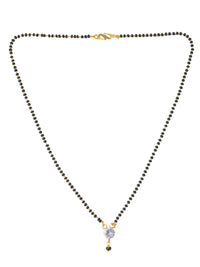 Thumbnail for NVR Women's's Set of 2 Black Gold-Plated Beaded Mangalsutra With Ad Stone - Distacart