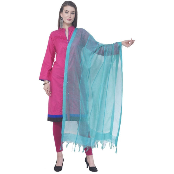 A R SILK Firozi Color Regular dupatta Cota cotton Dupattas and Chunnis