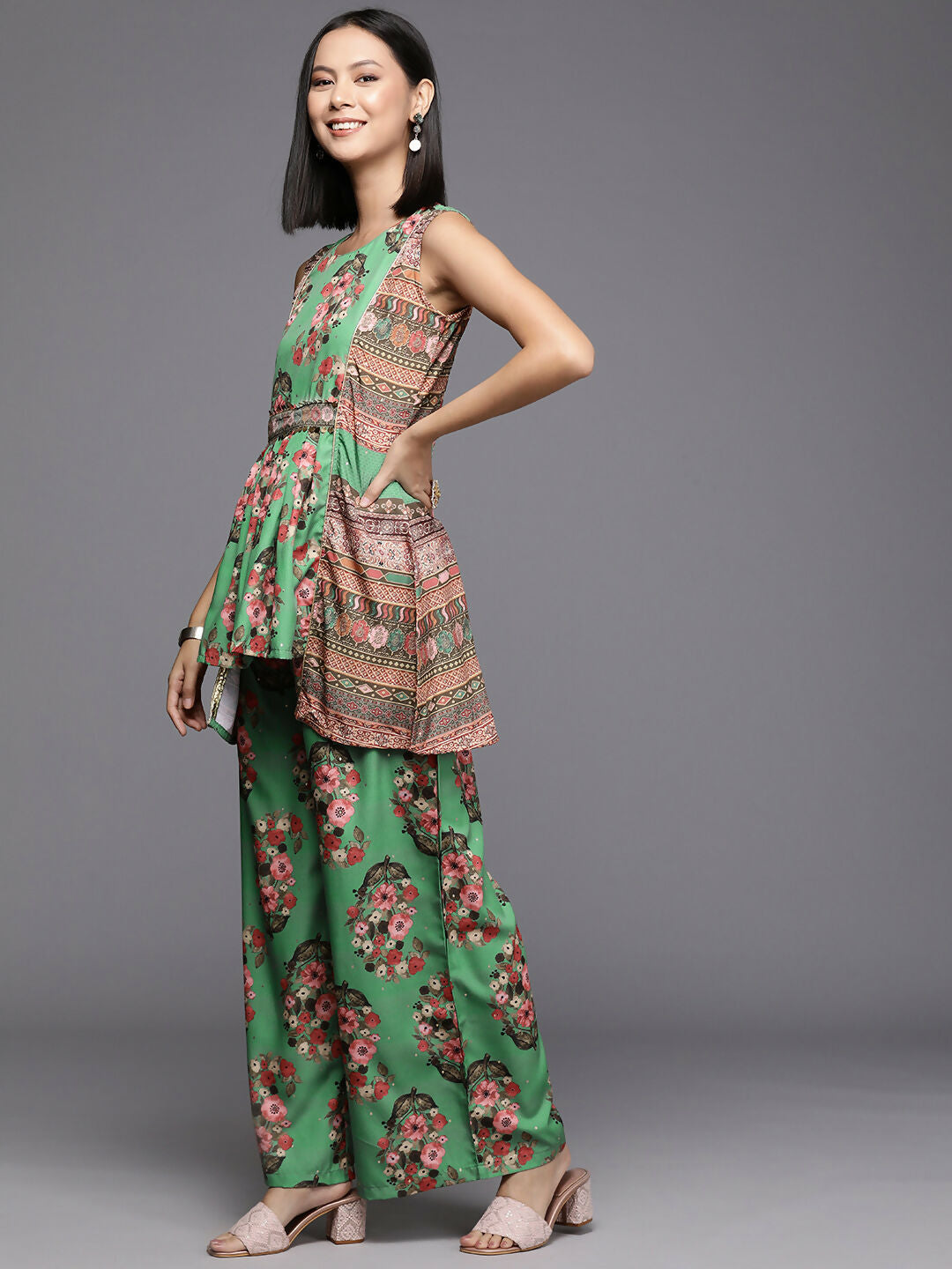 Ahalyaa Women's Traditional Wear Co-ods - Green - Distacart