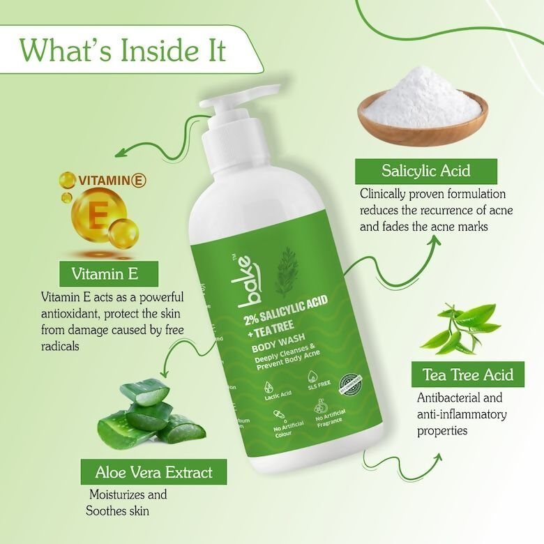 Bake 2% Salicylic Acid + Tee Tree Body Wash - Distacart