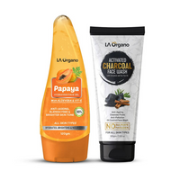 Thumbnail for LA Organo Papaya Hydrating Face Gel with Alovera,Vit-E & Activate Charcoal Face Wash Combo