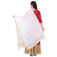 Thumbnail for A R Silk Golden Border Regular Dupatta Color White Dupatta or Chunni