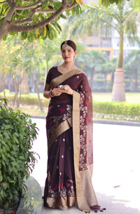 Thumbnail for Aastha Fashion Coffee Thread Woven Cotton Silk Saree with Blouse - Distacart