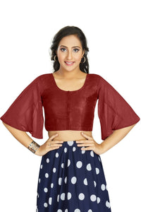 Thumbnail for Aastha Fashion Women's Women's Maroon Art Silk Umbrella Sleeves Readymade Blouse - Distacart