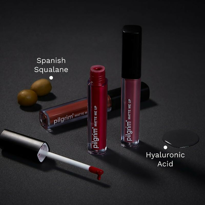 Pilgrim Liquid Matte Lipstick with Hyaluronic Acid - Saucy Coral - Distacart