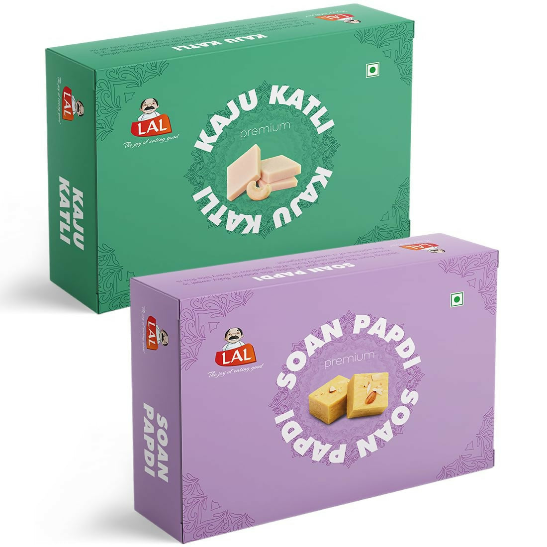 Lal Sweets Combo Pack - Kaju Katli 400 g & Soan Papdi Premium 400g| Desi Cow Ghee Indian Sweet Box Combo