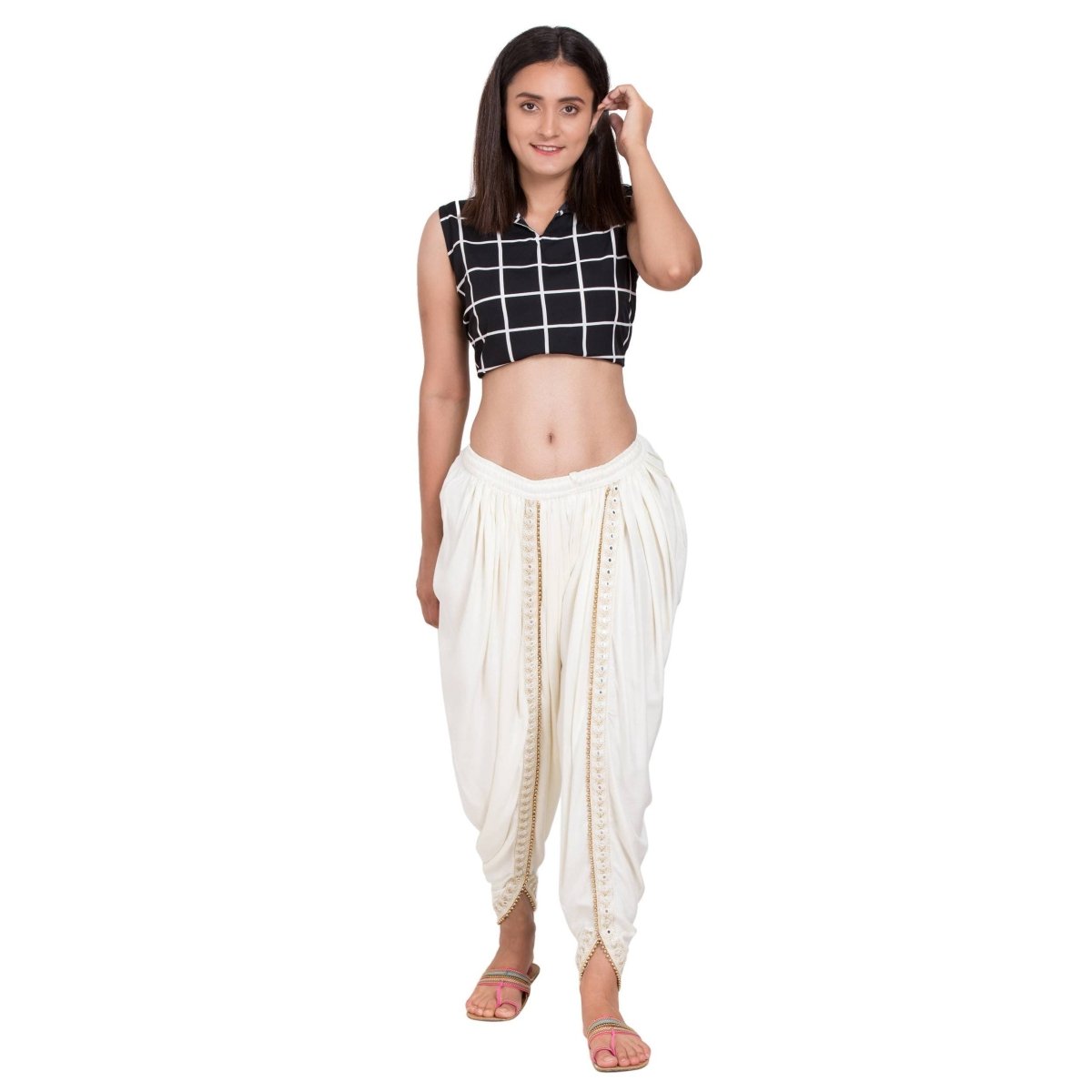 Asmaani Offwhite color Dhoti Patiala with Embellished Border