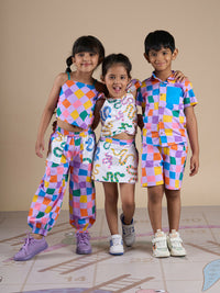 Thumbnail for Snakes and Ladders Girls Multi Color Rotary Print Top and Pant Set from Siblings Collection - Distacart