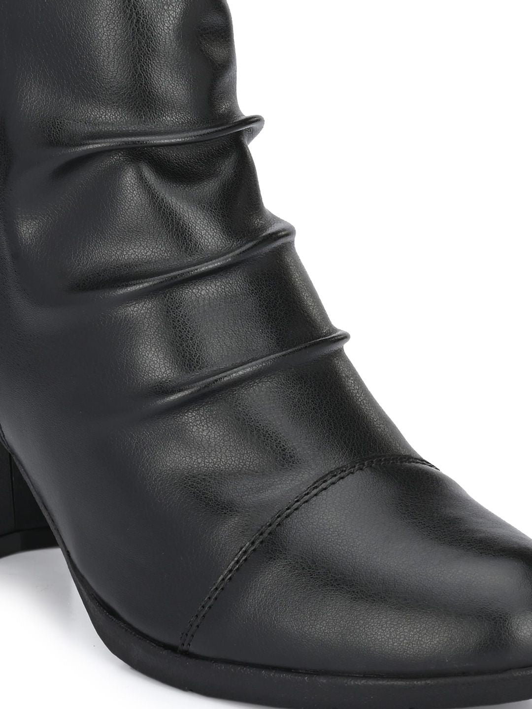 Delize Black Block Heeled Boots with Buckles