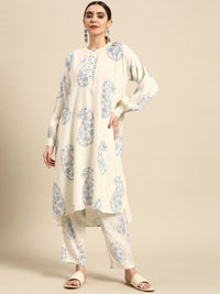 Thumbnail for Anouk Women Paisley Printed Pleated High-Low Kurta with Trousers - Distacart