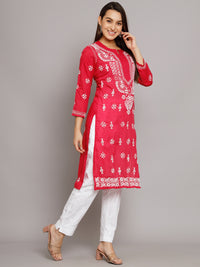 Thumbnail for PARAMOUNT CHIKAN Embroidered Chikankari Ethnic Motifs Kurta - Distacart