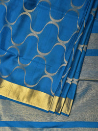 Thumbnail for Blue Uppada Silk Handloom Saree with All Over Grill Design - Global Threads - Distacart