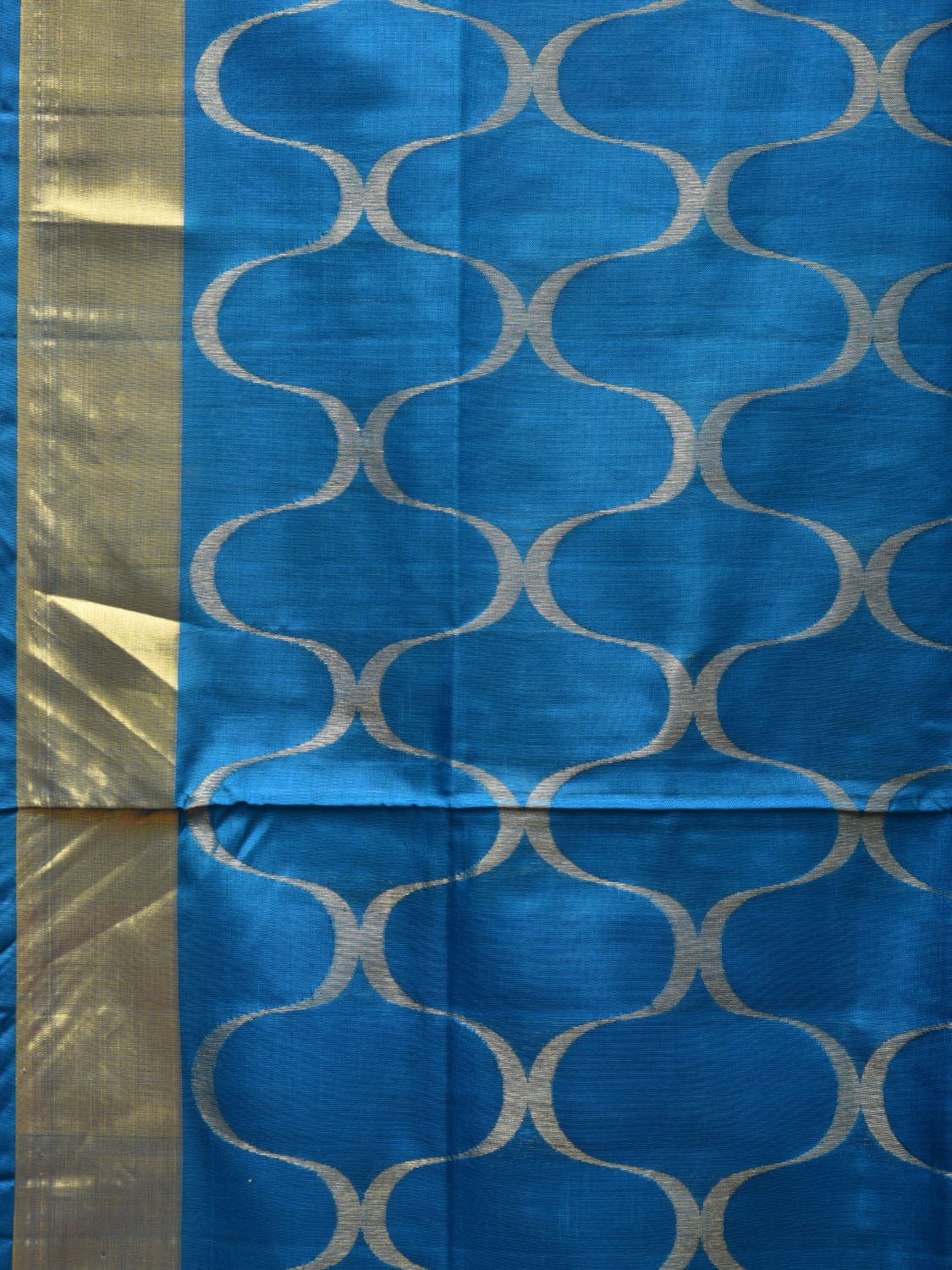 Blue Uppada Silk Handloom Saree with All Over Grill Design - Global Threads - Distacart