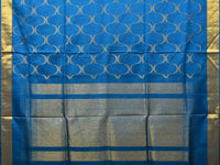 Thumbnail for Blue Uppada Silk Handloom Saree with All Over Grill Design - Global Threads - Distacart