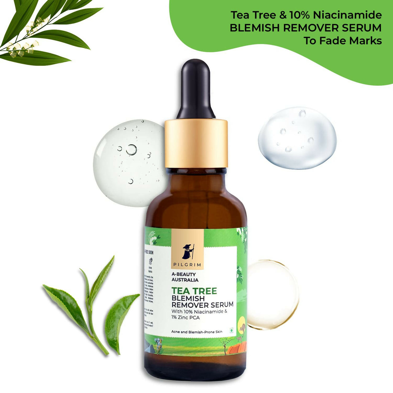 Pilgrim Tea Tree & 10% Niacinamide Blemish-Remover Serum with Zinc PCA For Acne Prone Skin - Distacart