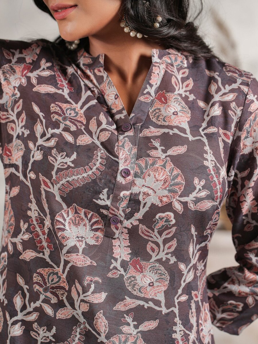 Anubhutee Floral Printed Mandarin Collar Kurta - Distacart