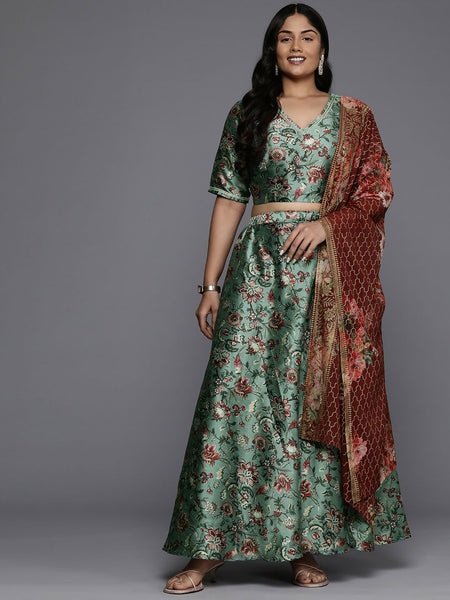 Ahalyaa Women's Traditional wear Lehenga Choli - Green - Distacart