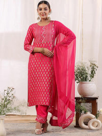 Thumbnail for Anubhutee Ethnic Motifs Printed Regular Gotta Patti Kurta With Trousers & Dupatta - Distacart