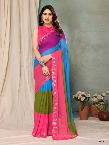 Aafreen Partywear Designer Multi Georgette Fancy Saree - Distacart