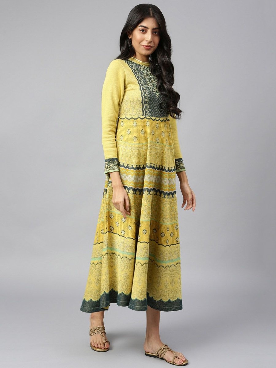 AURELIA Printed Ethnic Motifs Satin Ethnic Dress