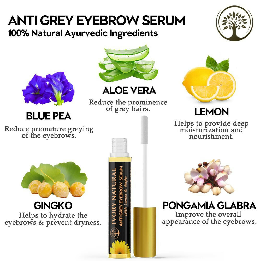 Ivory Natural Grey Eyebrow Serum - Rejuvenates, Nourishes, And Restores Natural Color Of Eyebrows - Distacart