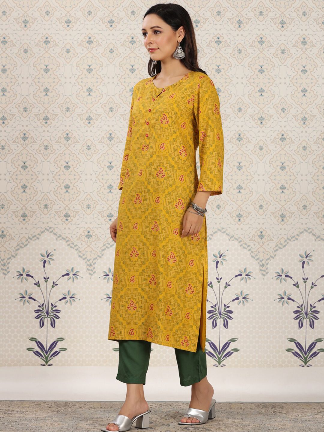 Ode by House of Pataudi Ethnic Motifs Printed Straight Kurta