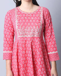 Thumbnail for Aastha Fashion Women's Pink Cotton Embroidered Kurta with Trouser & Dupatta - Distacart