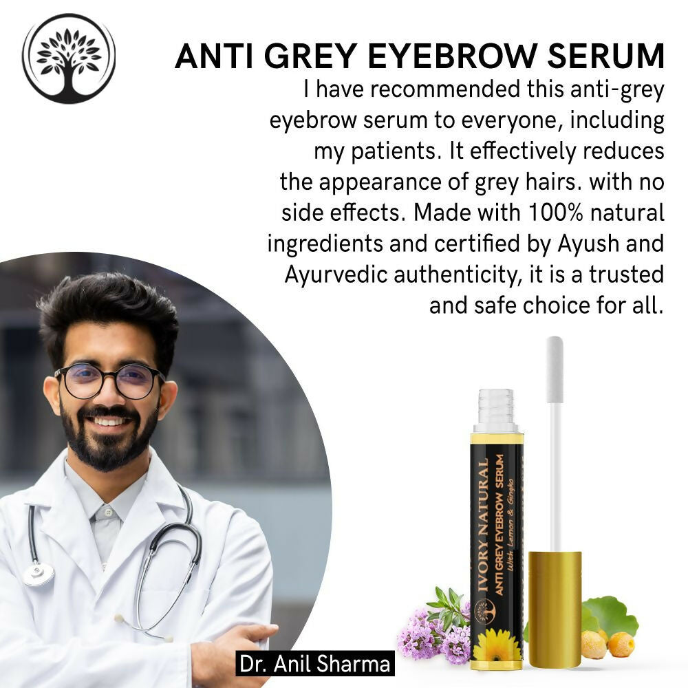 Ivory Natural Grey Eyebrow Serum - Rejuvenates, Nourishes, And Restores Natural Color Of Eyebrows - Distacart