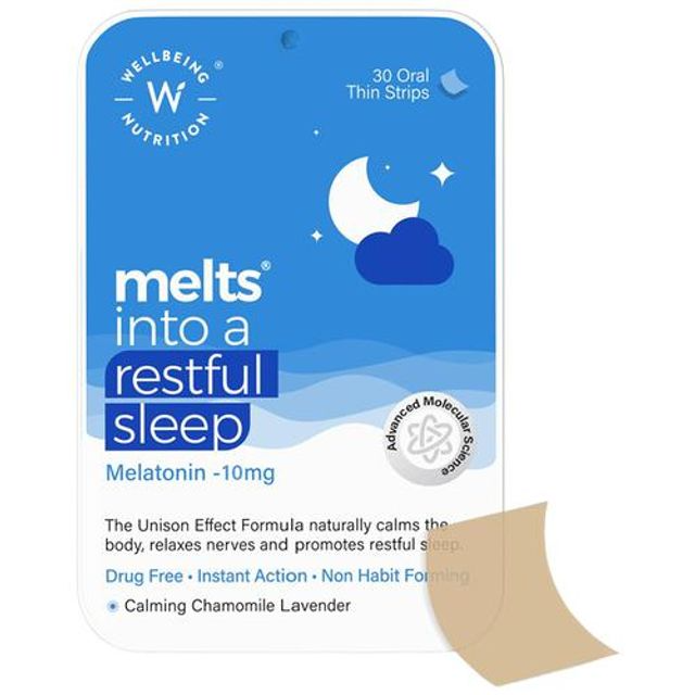 Wellbeing Nutrition Melts Restful Sleep Oral Strips-Calming Chamomile Lavender Flavor - Distacart