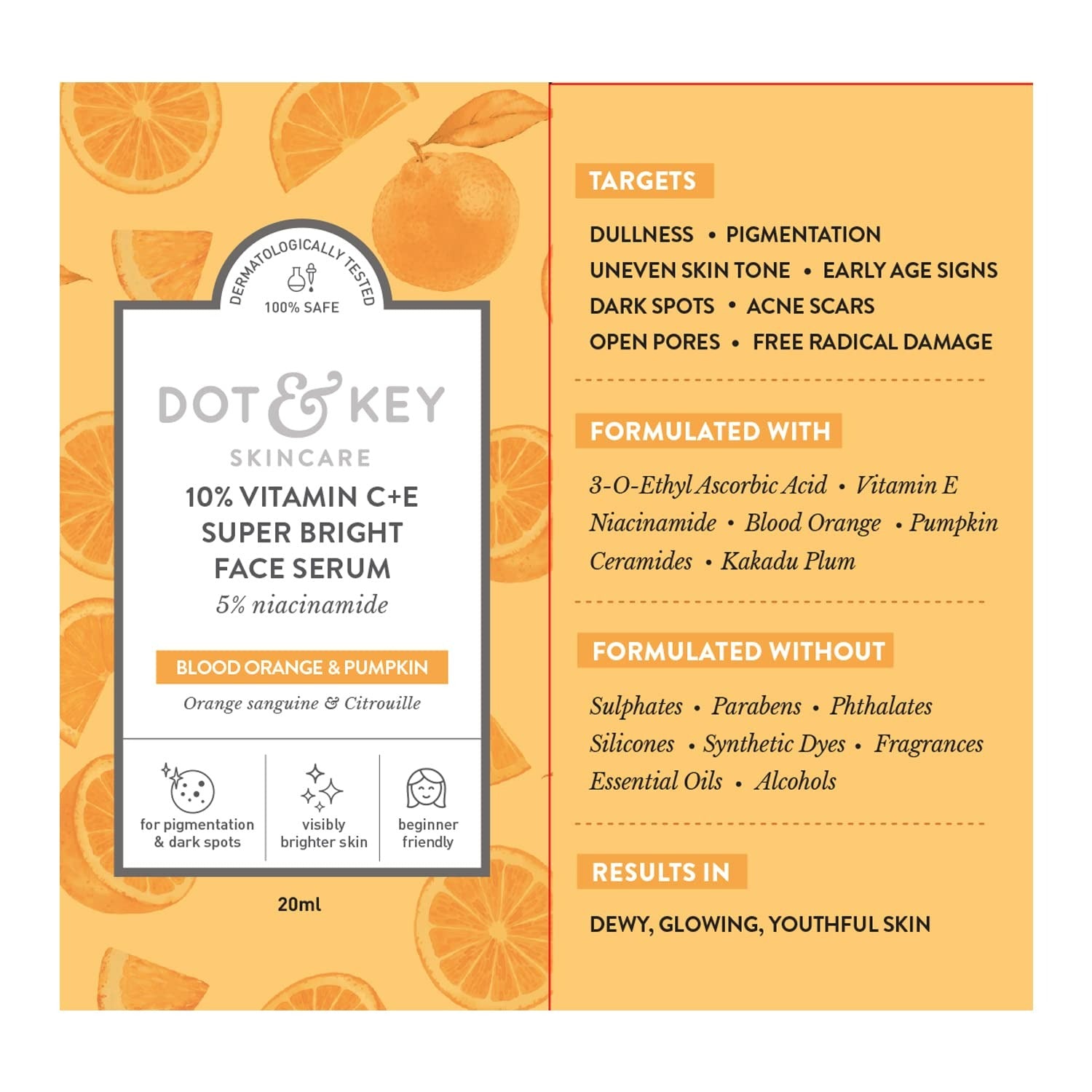 Dot & Key 10% Vitamin C+E Super Bright Face Serum With 5% Niacinamide, Glows Skin - Distacart