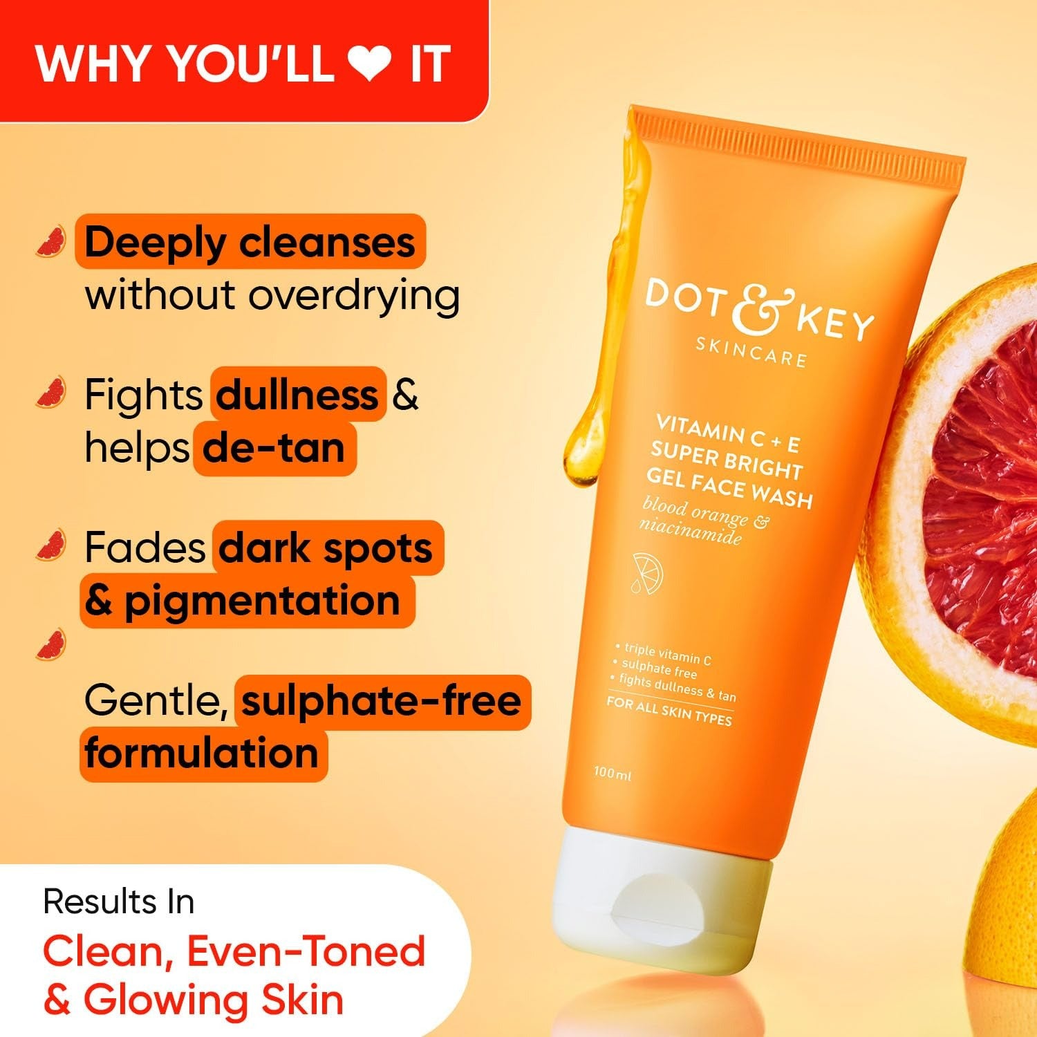 Dot & Key Vitamin C+E Super Bright Gel Face Wash - Distacart