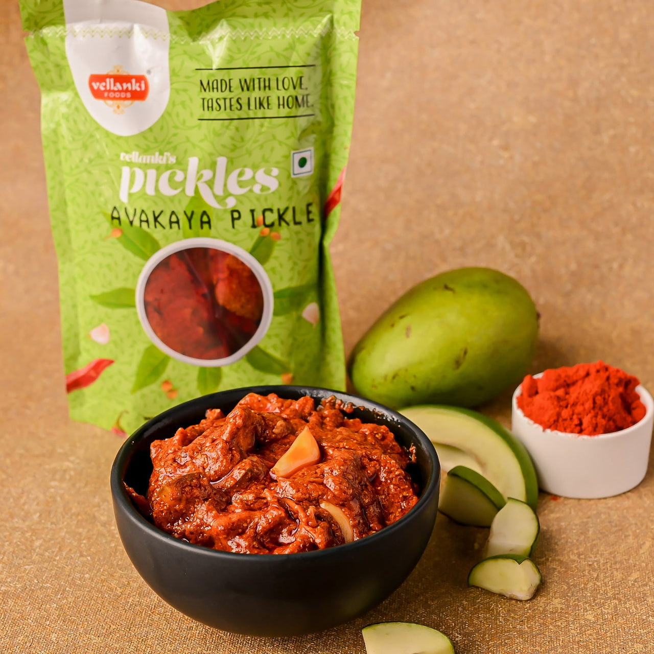 Vellanki Foods Andhra Avakaya Pickle (Mango) | Authentic Andhra Mango Pickle (Aam Achaar) | Traditionally Made with South Indian Taste and Spices - Distacart