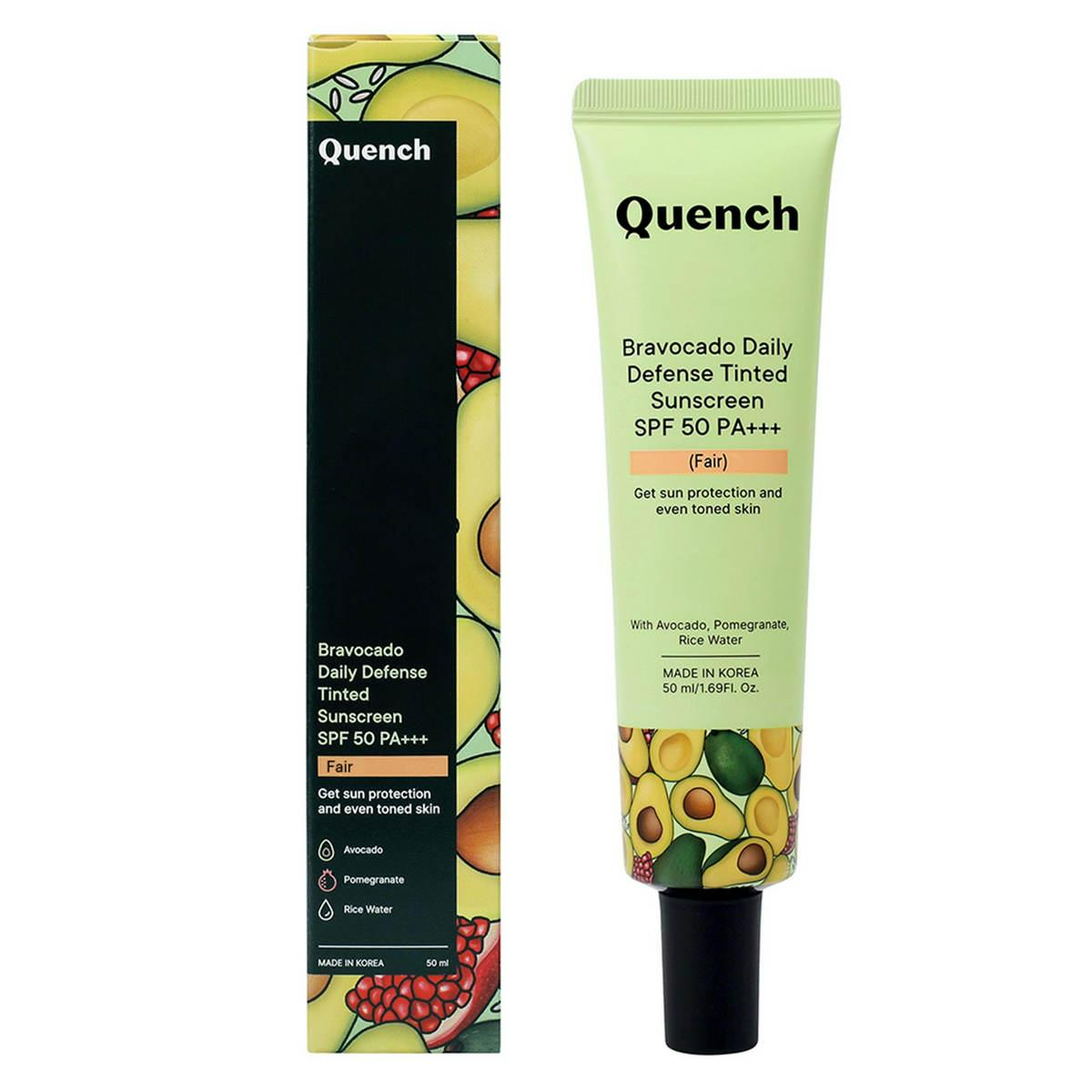 Quench Bravocado SPF 50+ PA++++ Sunscreen Gel With Avocado, Rice Water & Pomegranate, Korean Beauty