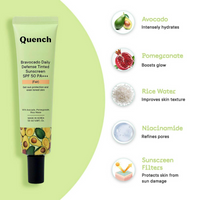 Thumbnail for Quench Bravocado SPF 50+ PA++++ Sunscreen Gel With Avocado, Rice Water & Pomegranate, Korean Beauty