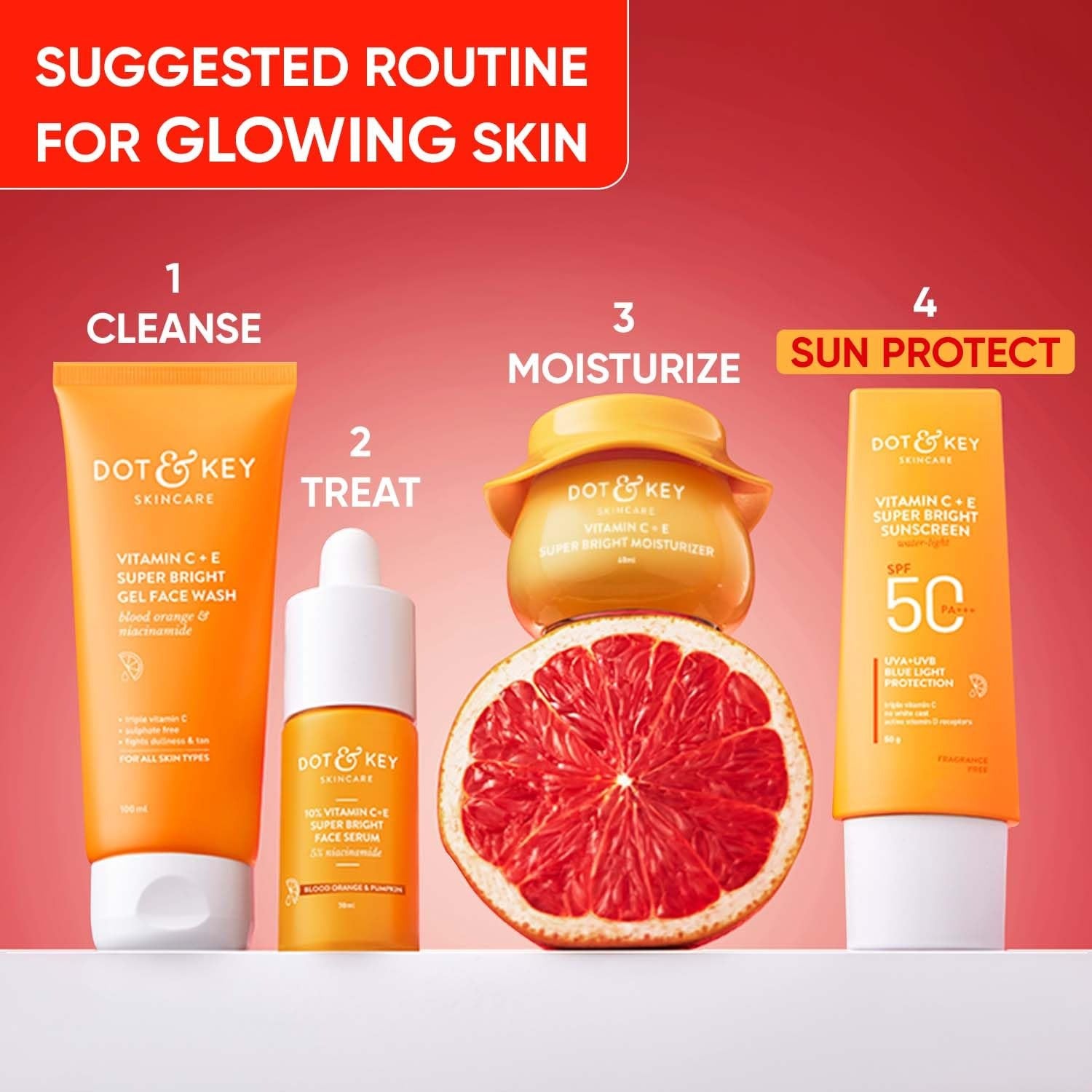 Dot & Key Vitamin C + E Face Sunscreen SPF 50 PA+++ For Glowing Skin, 100% No White Cast