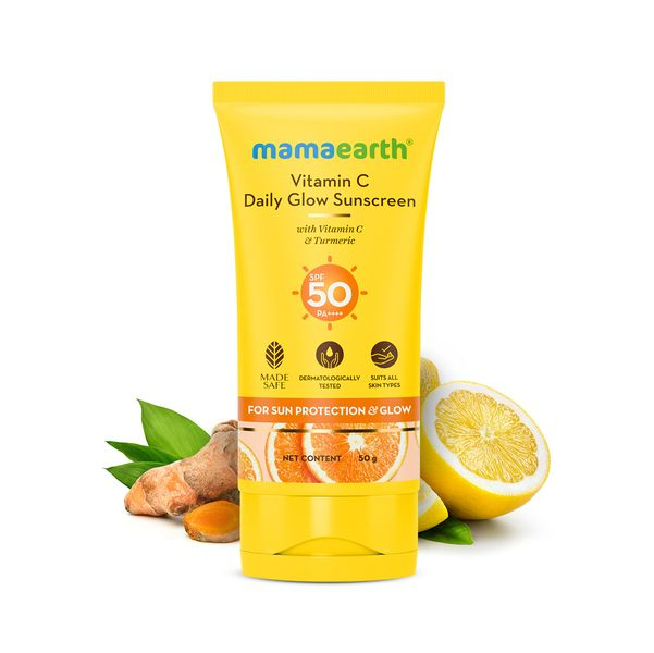 Mamaearth Vitamin C Daily Glow Sunscreen SPF 50 PA+++ for Sun Protection & Glow