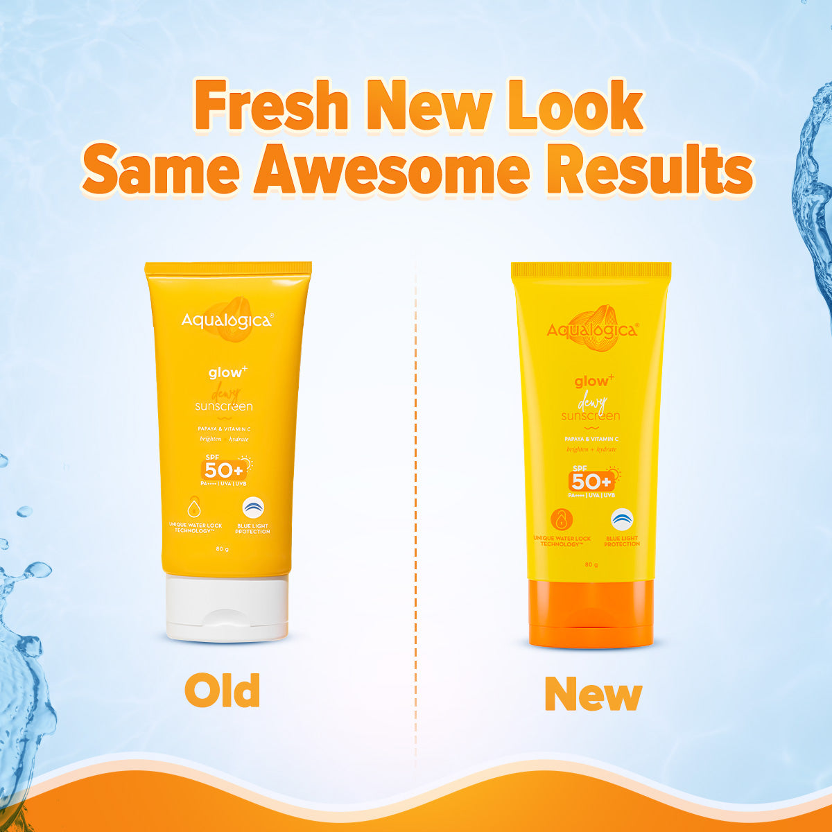 Aqualogica Glow + Dewy Sunscreen With Papaya & Vitamin C SPF 50+ PA++