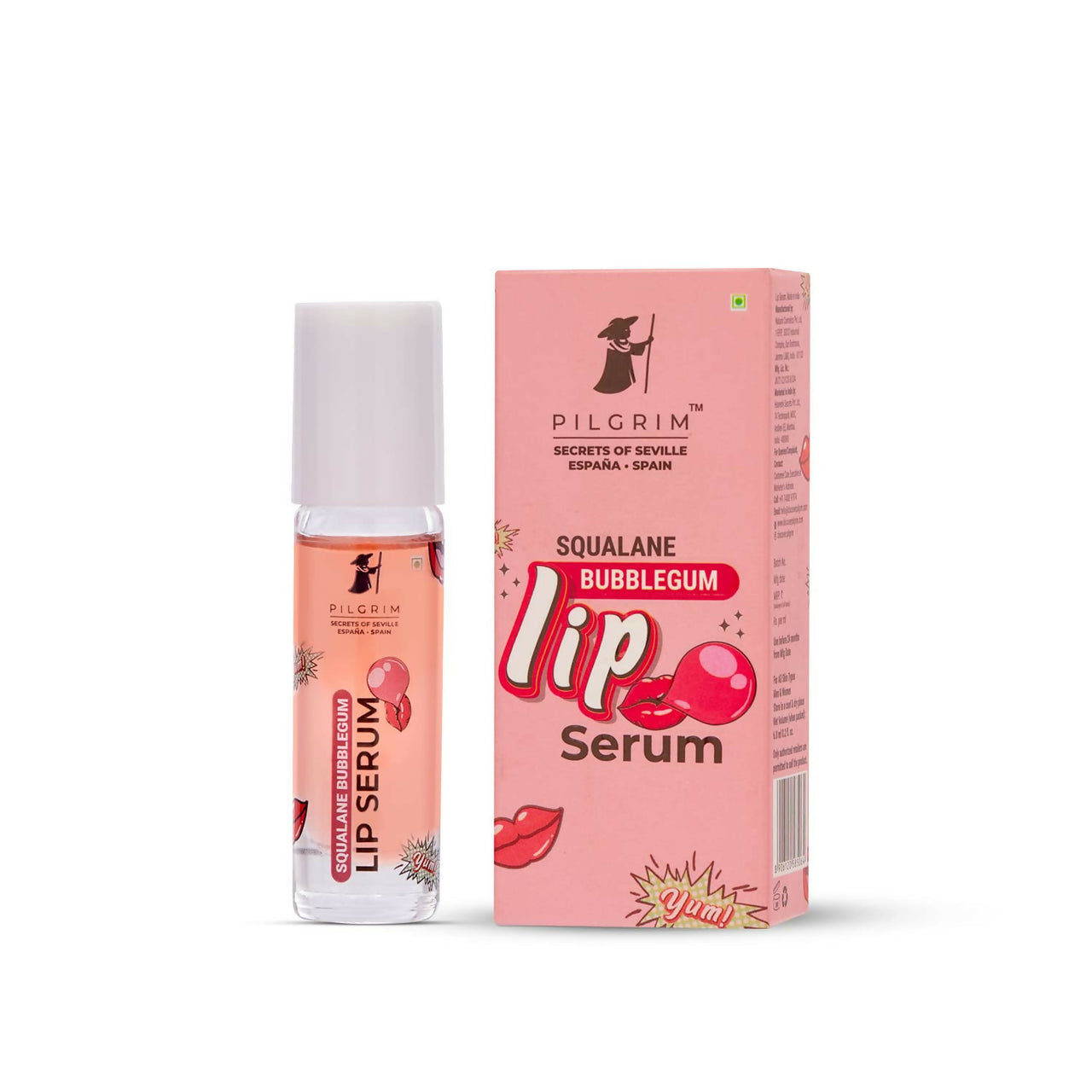 Pilgrim Spanish Lip Serum (Bubblegum) with Roll-on For Visibly Plump Lips, Hydrating Lip Serum For Dark Lips - Distacart