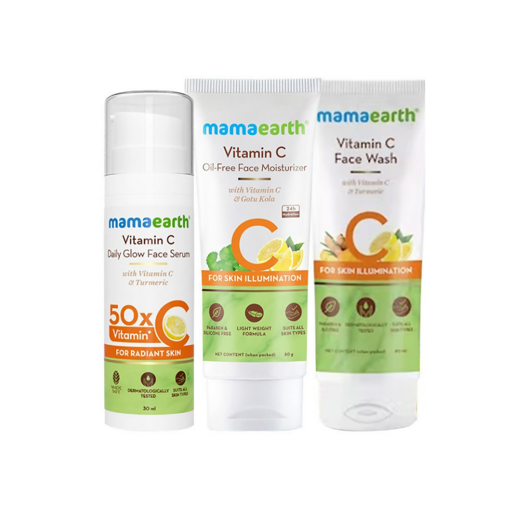 Mamaearth CSM (Cleanser, Serum, Moisturizer) Vitamin C Glow Regimen Combo