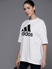 Thumbnail for Adidas Women Brand Logo Printed BF Pure Cotton T-shirt - Distacart