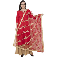 Thumbnail for A R Silk Net Gota Emb. Fancy Dupatta Color Red Dupatta or Chunni