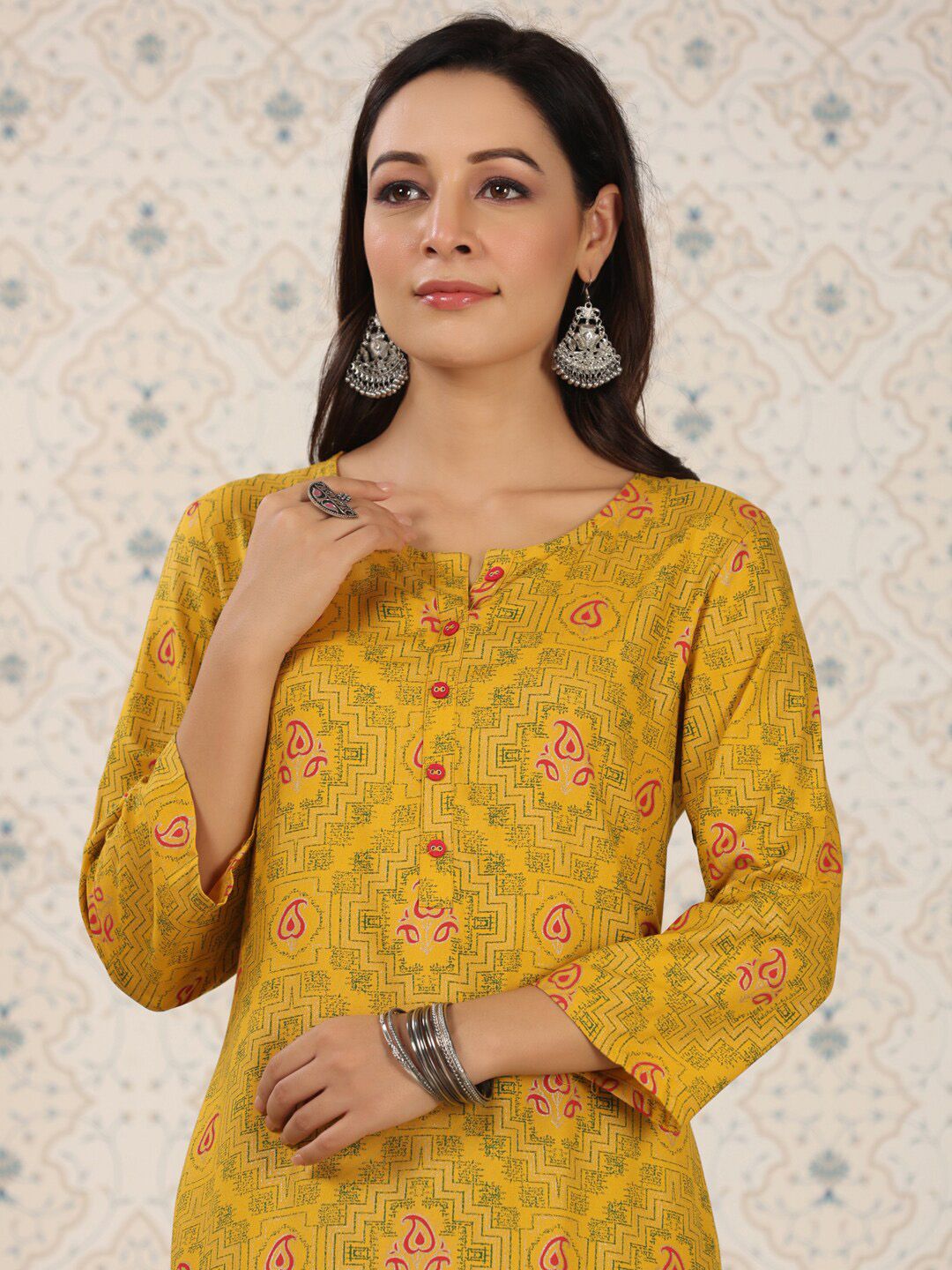 Ode by House of Pataudi Ethnic Motifs Printed Straight Kurta