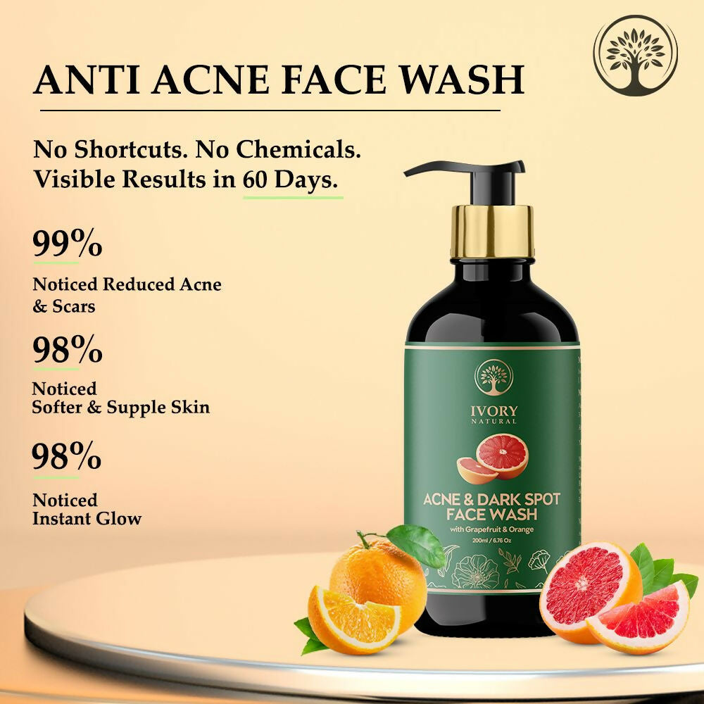 Ivory Natural Acne & Dark Spot Face Wash For Moisturize, Replenish, And Promote Skin Clarity - Distacart