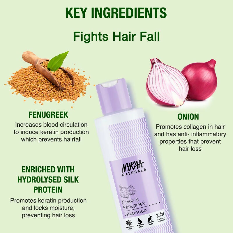 Nykaa Naturals Anti-Hair Fall Shampoo With Onion, Fenugreek - Distacart