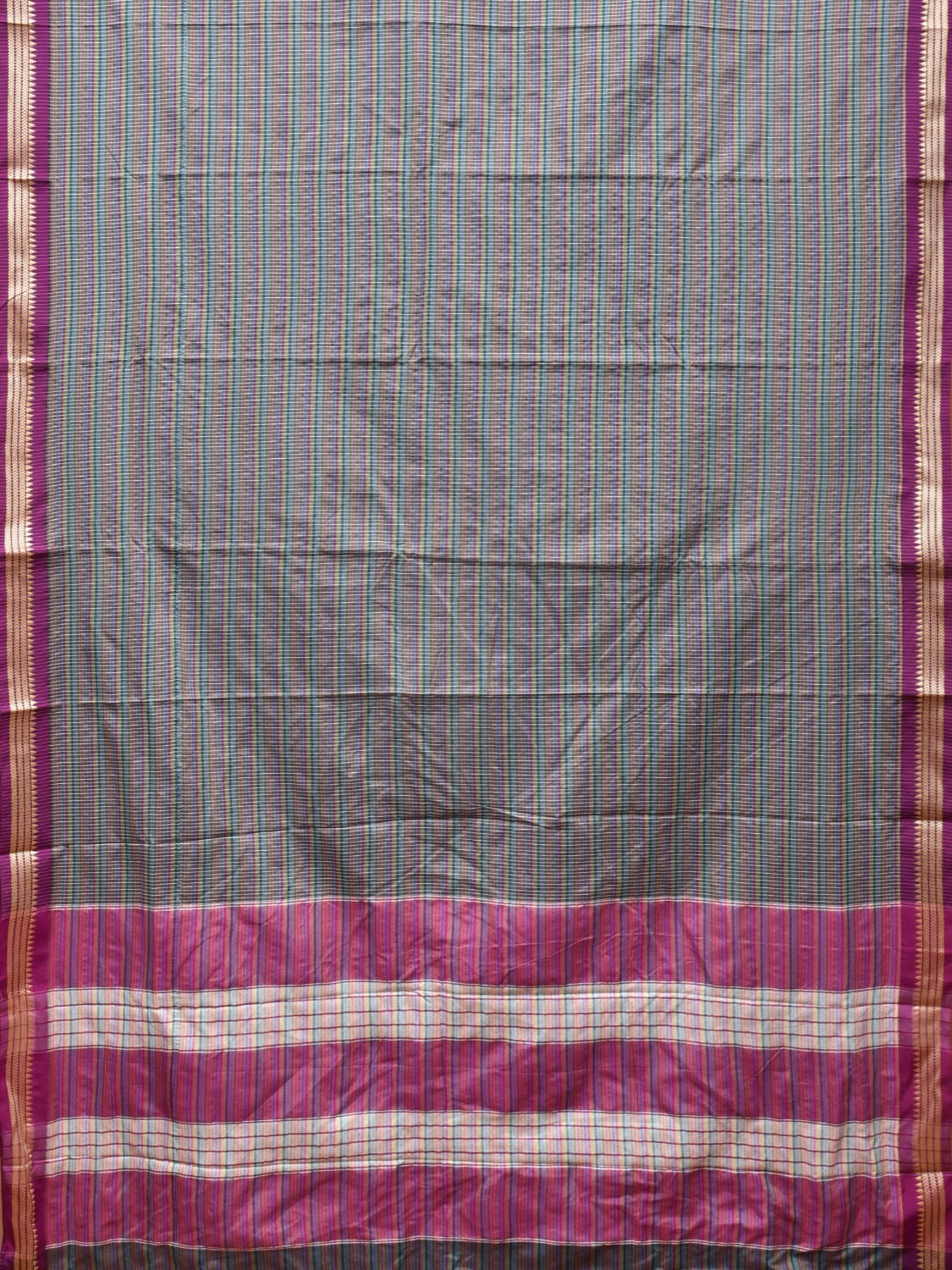 Grey Bamboo Cotton Saree with Checks Design No Blouse - Global Threads - Distacart