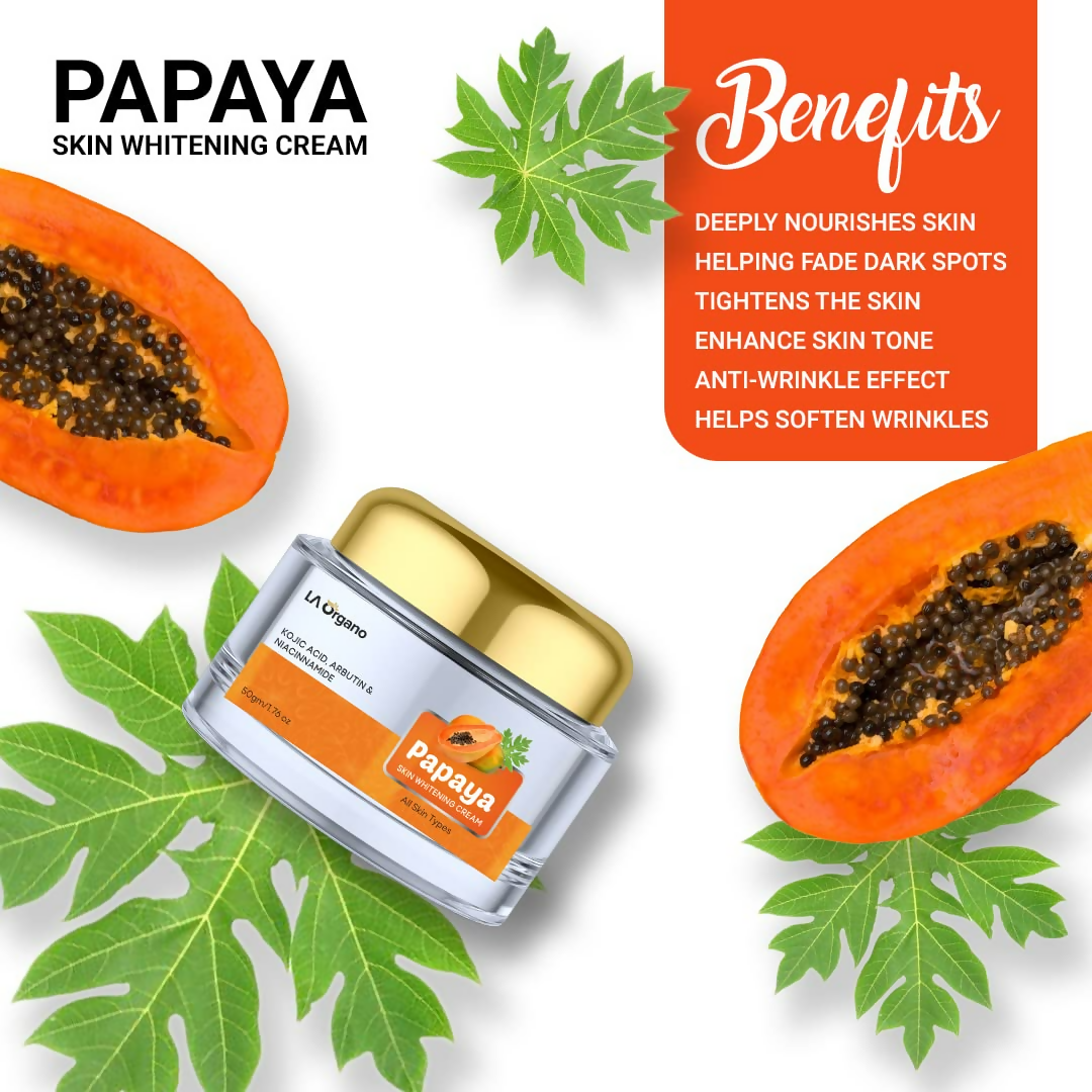 LA Organo Papaya Skin Whitening Cream and Glutathione Face Wash Combo