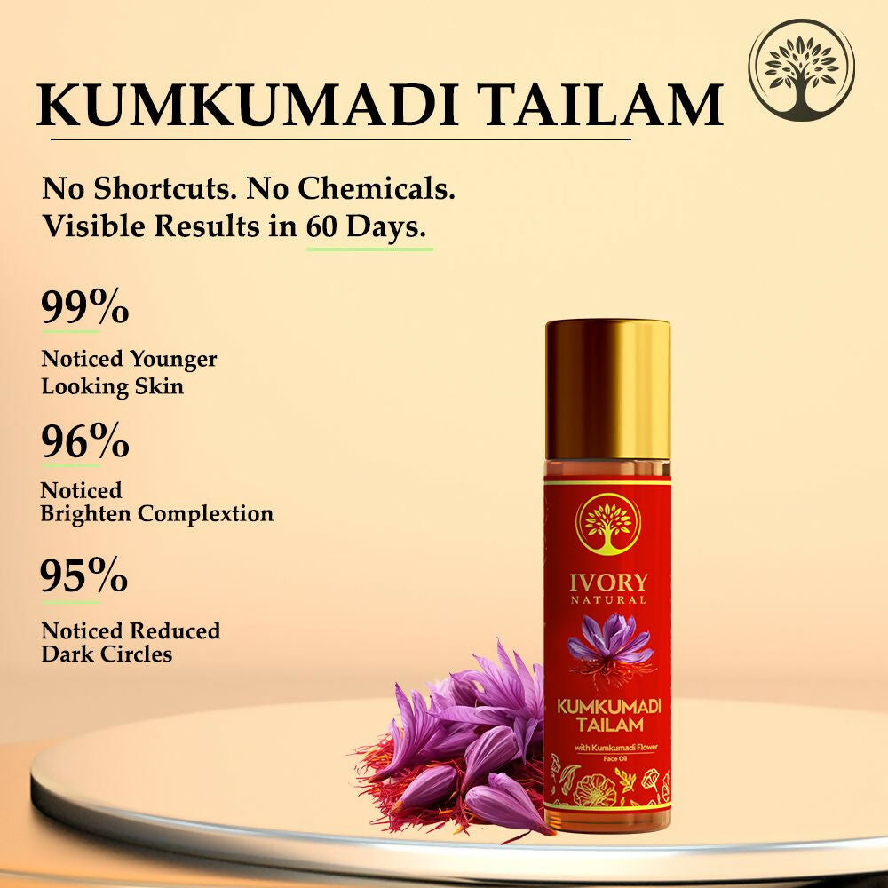 Ivory Natural Kumkumadi Tailam Face Oil - Saffron And Lotus Essence For Skin Revitalization - Distacart